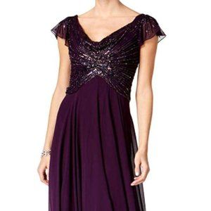 J Kara Women's Flutter Sleeve Long Dress